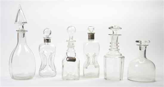 Appraisal: A Group of Six Glass Decanters of various forms two