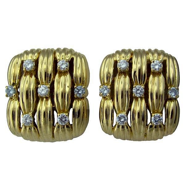 Appraisal: Circa Tiffany Co Classic K Yellow Gold Diamond Earrings METAL