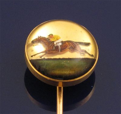 Appraisal: A th Century gold stick pin mounted with a reverse