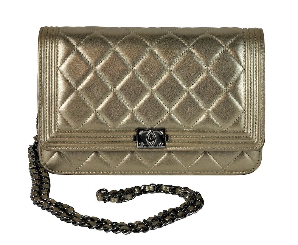 Appraisal: CHANEL 'Le Boy' Metallic Gold Wallet on Chain Chanel Le