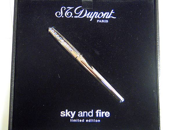 Appraisal: DUPONT Platinum and Sapphires Sky and Fire Ballpoint Pen Made