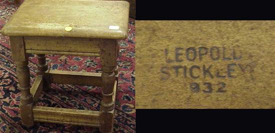 Appraisal: Leopold Stickley stool box stretchers at base turned legs branded