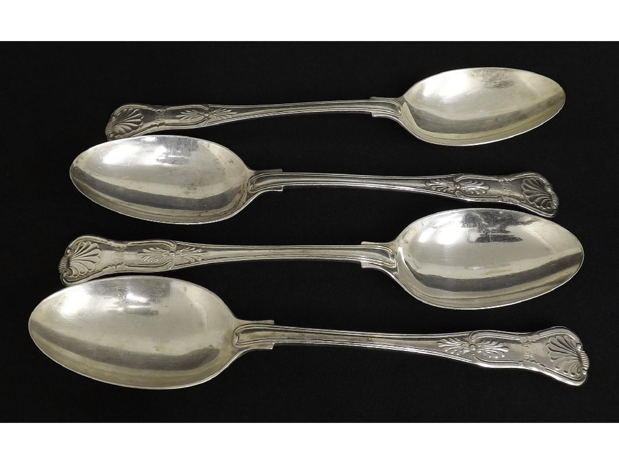 Appraisal: Set of four Walker Hall silver Kings pattern serving spoons