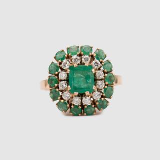 Appraisal: K Yellow Gold Emerald and Diamond Ring K Yellow Gold