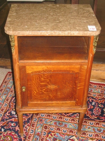 Appraisal: LOUIS XVI STYLE MARBLE-TOP NIGHTSTAND Belgian early th century having