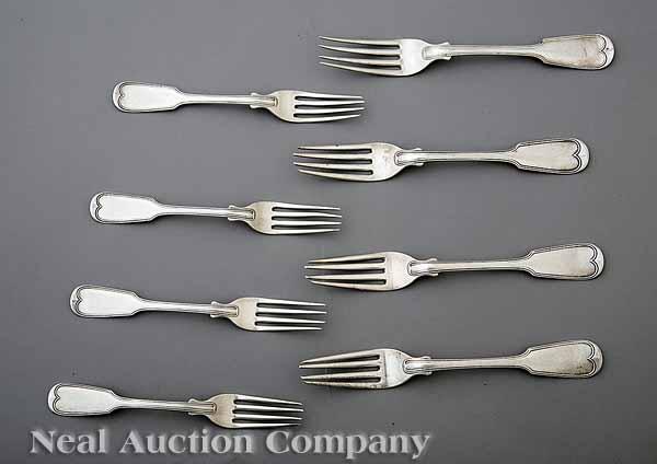 Appraisal: A Group of E A Tyler Coin Silver Fiddlethread Forks