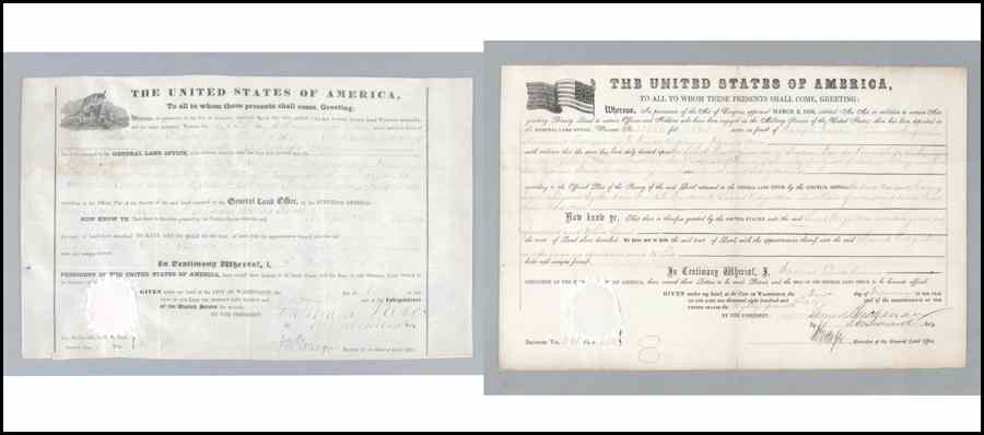 Appraisal: TWO TH CENTURY PRESIDENTIAL SIGNED LAND GRANTS One is signed