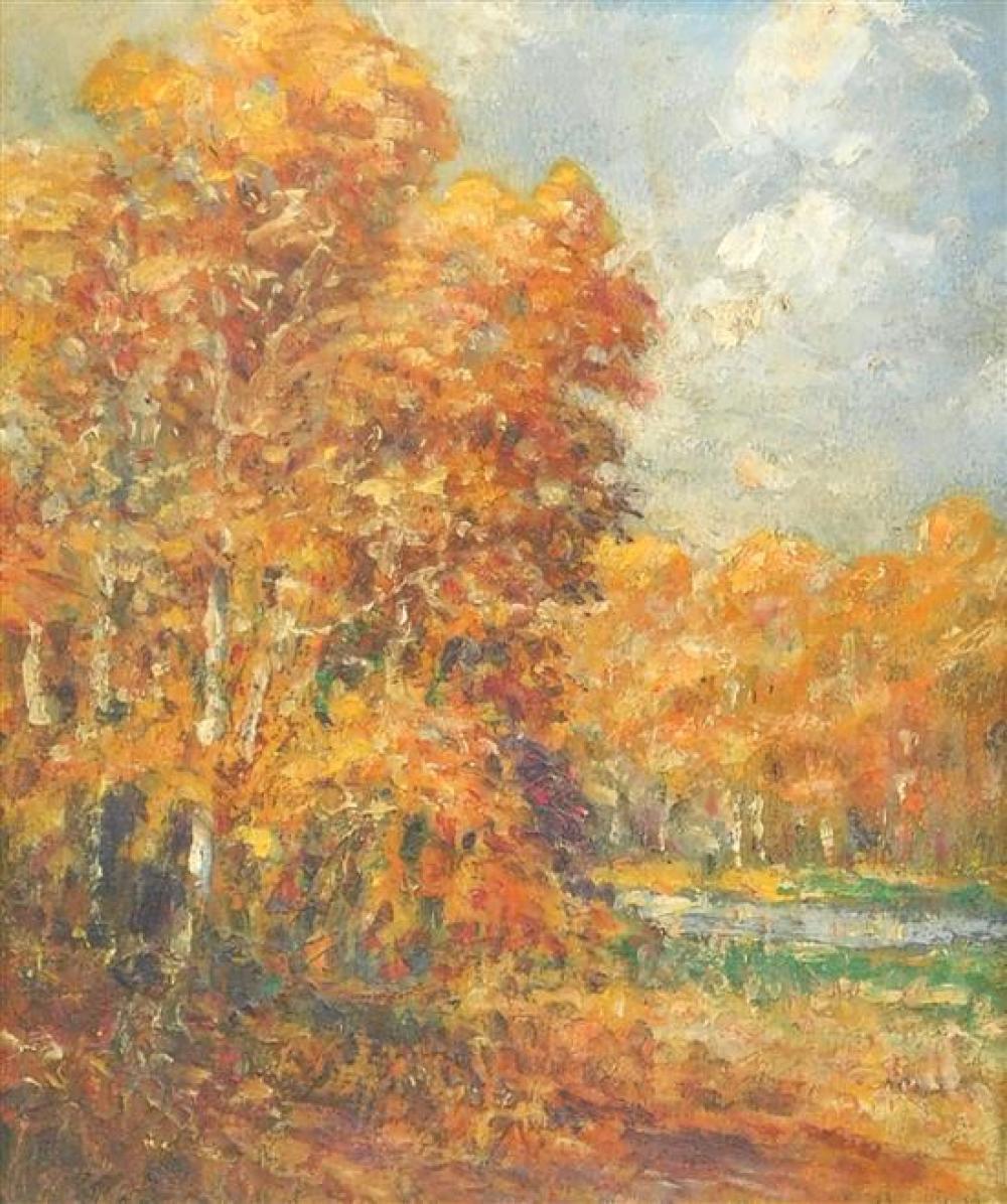 Appraisal: Andre Fraye France - oil on panel a fall scene