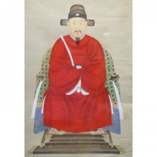 Appraisal: Antique Chinese Mixed Media Painting of Emperor Shenzong of Song