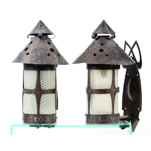 Appraisal: A pair of arts and crafts early electric oxidised copper