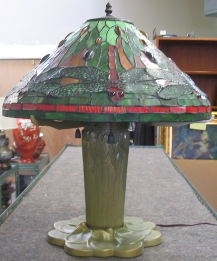 Appraisal: A DRAGON FLY TABLE LAMP The in diameter stained and