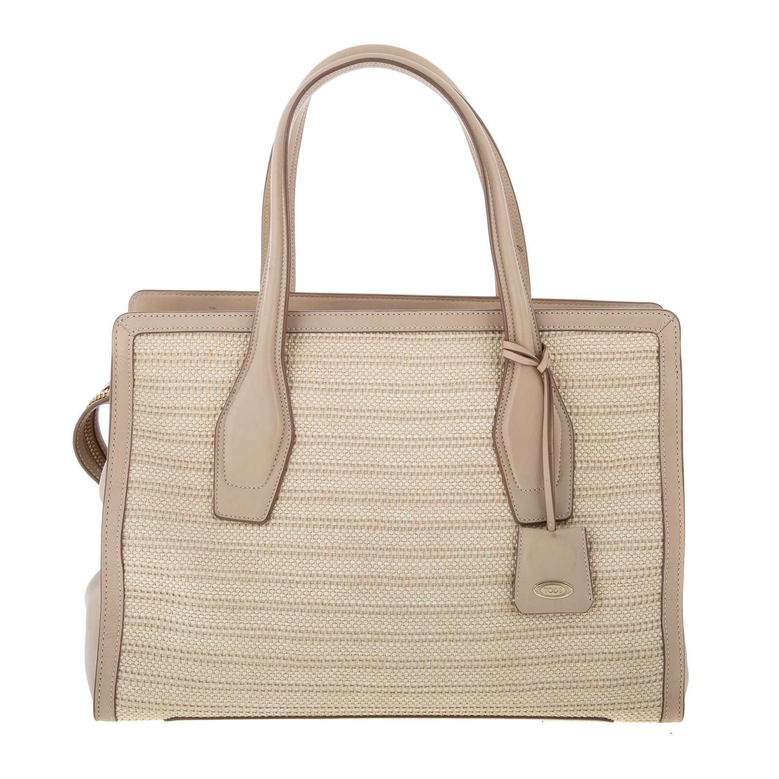 Appraisal: A TOD'S RAFFIA LEATHER SHOULDER BAG A cream leather and