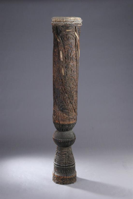 Appraisal: VERY RARE SENUFO FISHERMAN DRUM Ivory Coast Wood ivory inlay