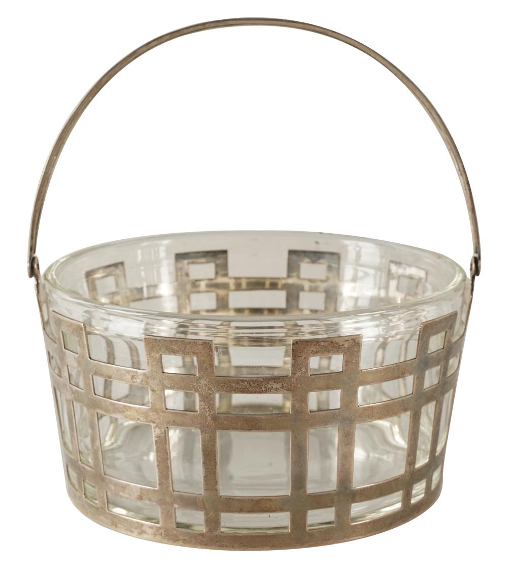 Appraisal: STERLING GLASS BUCKETWhiting Co with swing handle Provenance The Estate