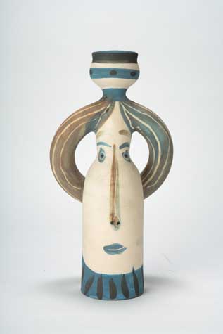 Appraisal: PABLO PICASSO Woman Lamp Partially glazed terre de fa ence