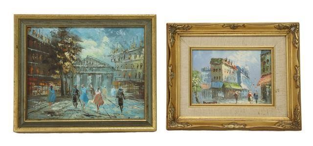 Appraisal: lot of Framed Paris Street Scene paintings including oil on