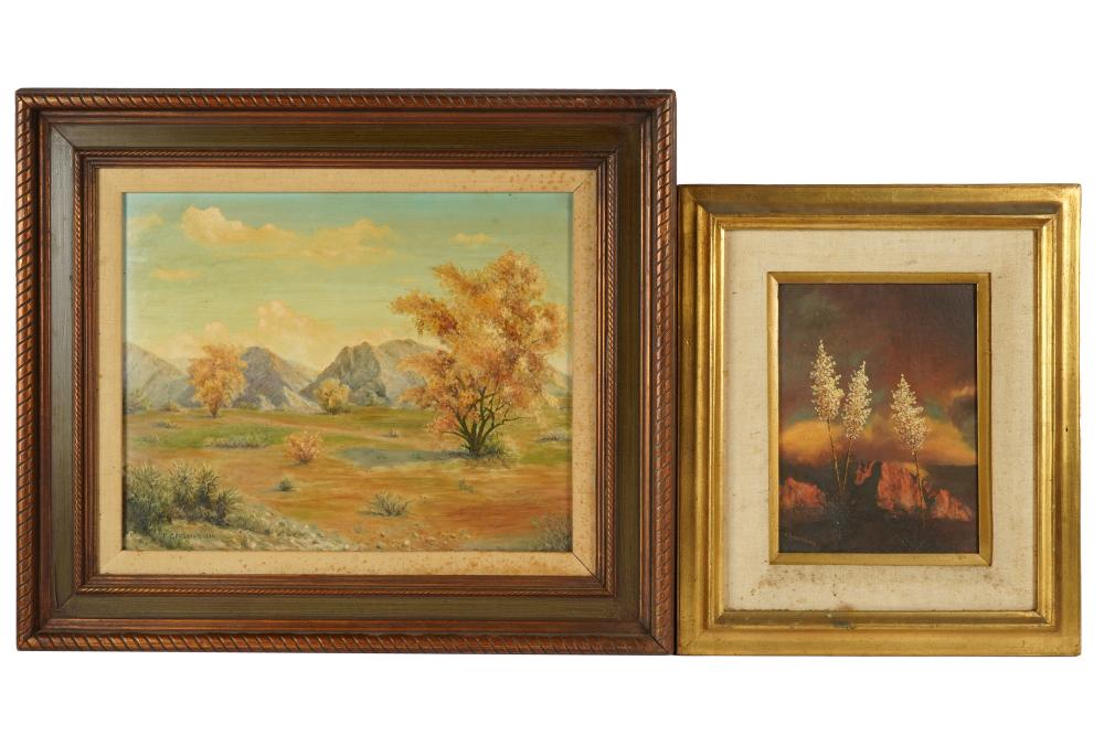 Appraisal: R CHAUVEAU TWO MOUNTAIN LANDSCAPESeach oil on board each signed