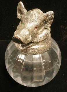 Appraisal: Large Silverplate Boars Head Water Pitcher with G Large Silverplate