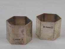 Appraisal: A pair of individually boxed hallmarked silver napkin rings Sheffield