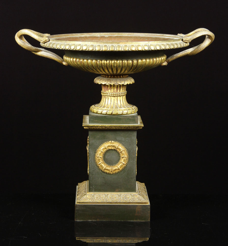 Appraisal: - th C French Bronze Tazza on Pedestal th century