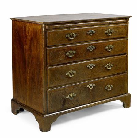 Appraisal: A George II walnut and burr walnut chest inlaid with