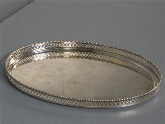 Appraisal: Dutch oval silver dish with raised pierced gallery and beaded