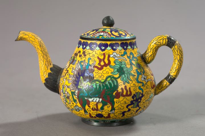 Appraisal: Chinese Cloisonne Teapot fourth quarter th century in Kylin decor