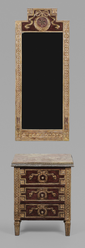 Appraisal: Italian Neoclassical Painted and Parcel Gilt Pier Mirror and Console