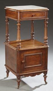 Appraisal: French Louis XVI Style Carved Walnut Marble Top Ni French