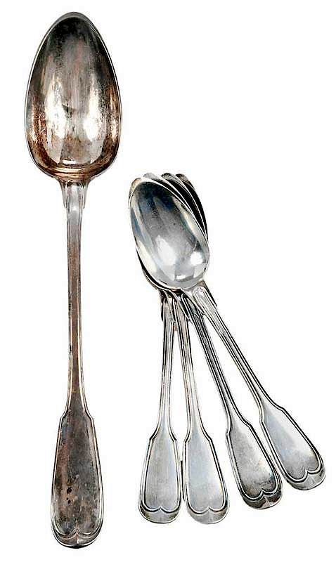 Appraisal: Five Pieces French Silver Spoons probably late th century including