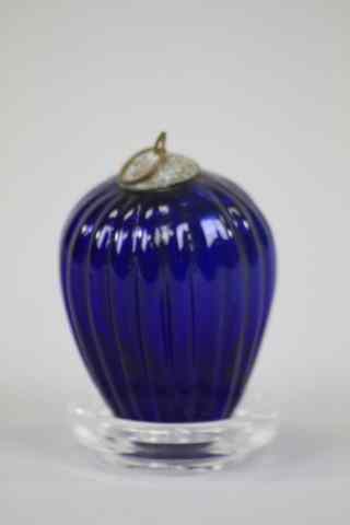 Appraisal: RIBBED KUGEL Cobalt ribbed teardrop kugel good strong color throughout