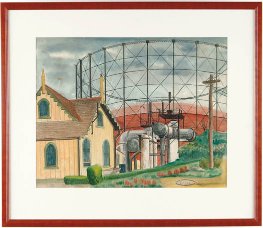 Appraisal: CHARLES TRUMBO HENRY American - GAS HOUSE Architectural watercolor showing