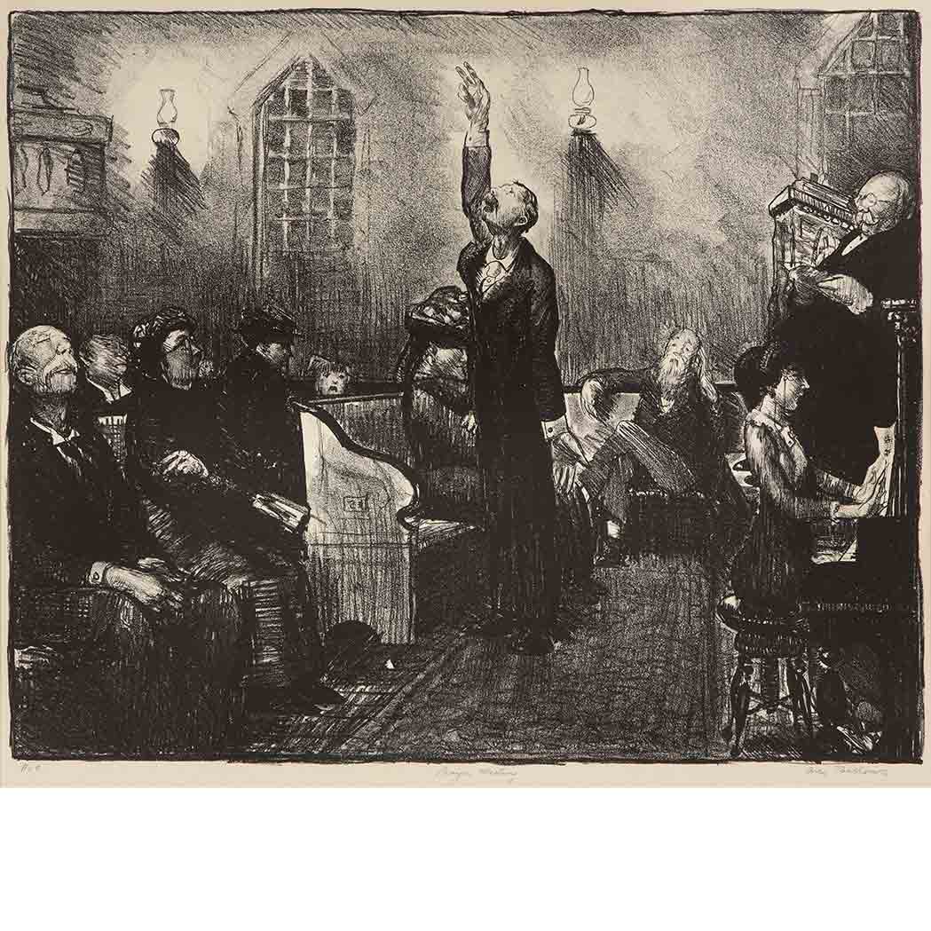 Appraisal: George Bellows - PRAYER MEETING MASON Lithograph signed titled and