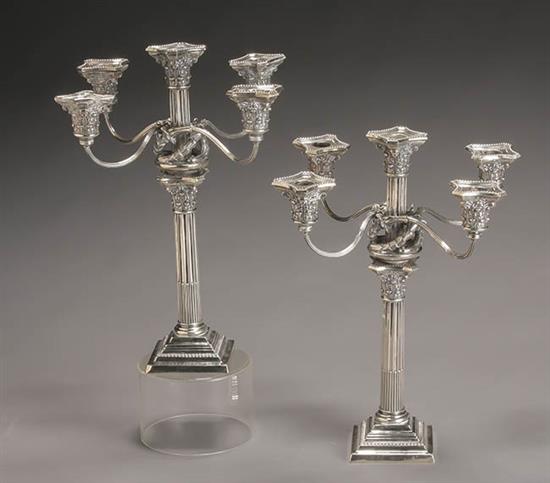 Appraisal: Pair of Gorham Neoclassical Style Weighted Sterling Convertible Five-Light Candelabra