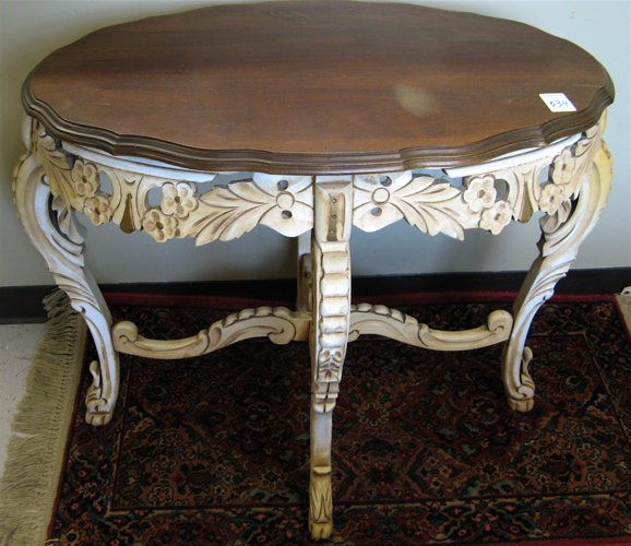 Appraisal: TWO WALNUT AND PAINTED WALNUT TABLES American c 's The