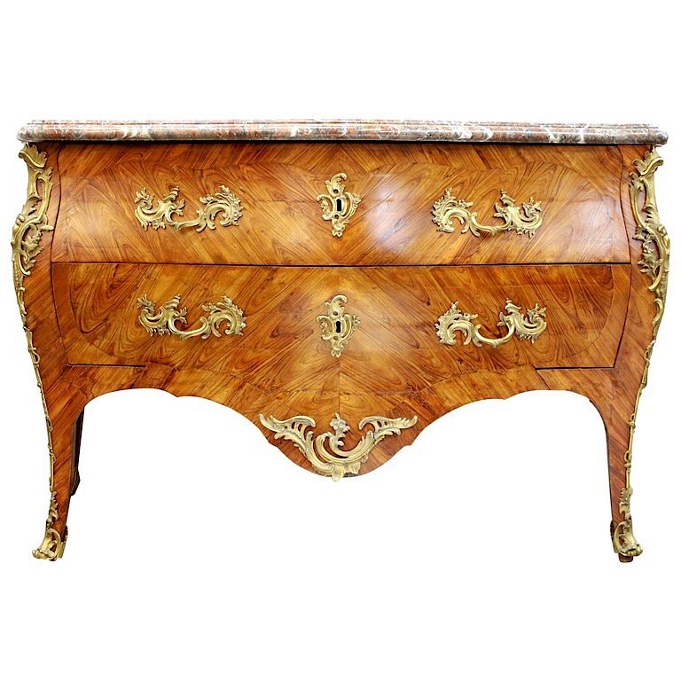 Appraisal: Joseph Schmitz Louis XV Marble Top Commode th C Joseph