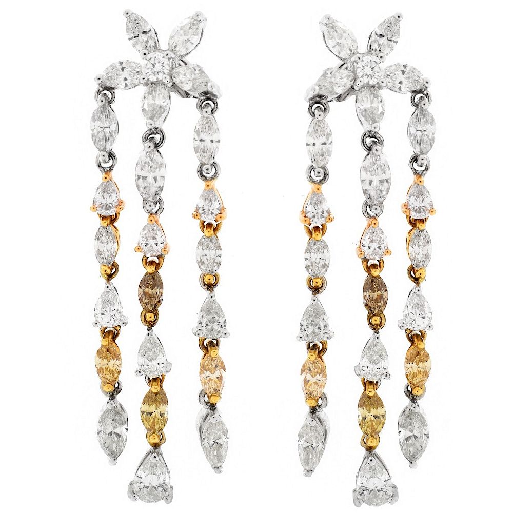 Appraisal: Diamond and K Earrings Carat TW White and Fancy Diamond