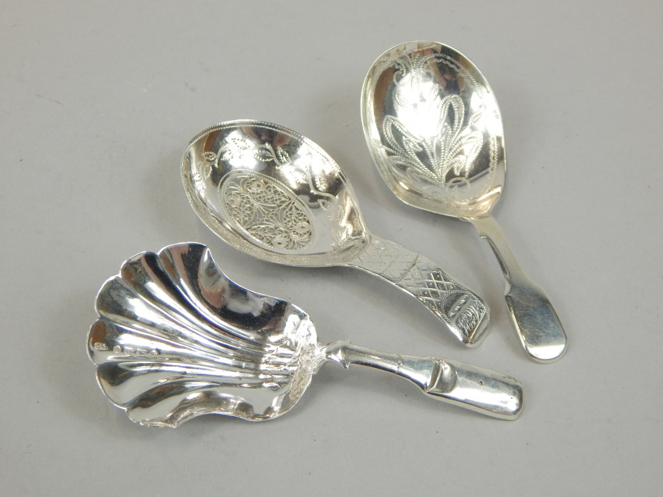 Appraisal: A William IV silver caddy spoon fiddle back pattern with