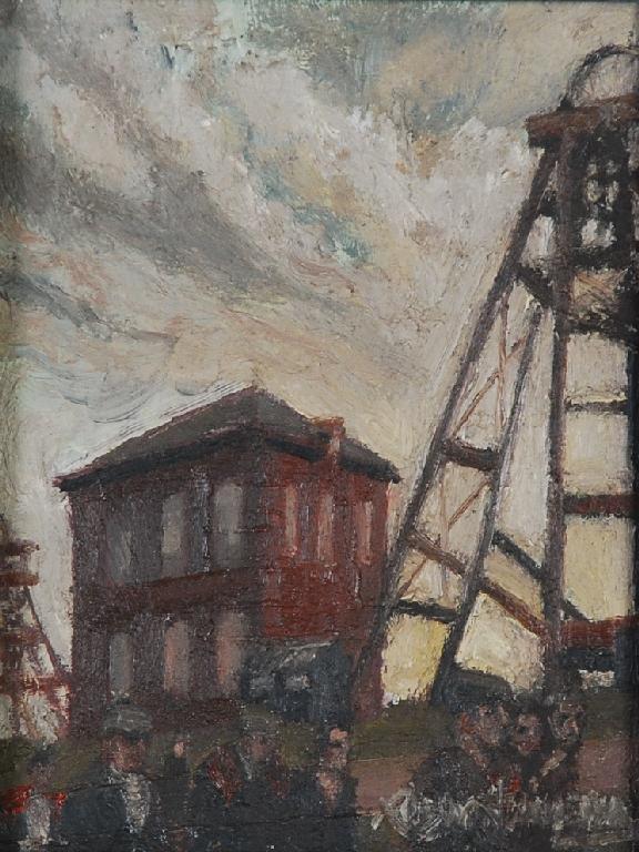 Appraisal: ROGER HAMPSON - OIL ON BOARD Ellesmere Colliery Walkden signed