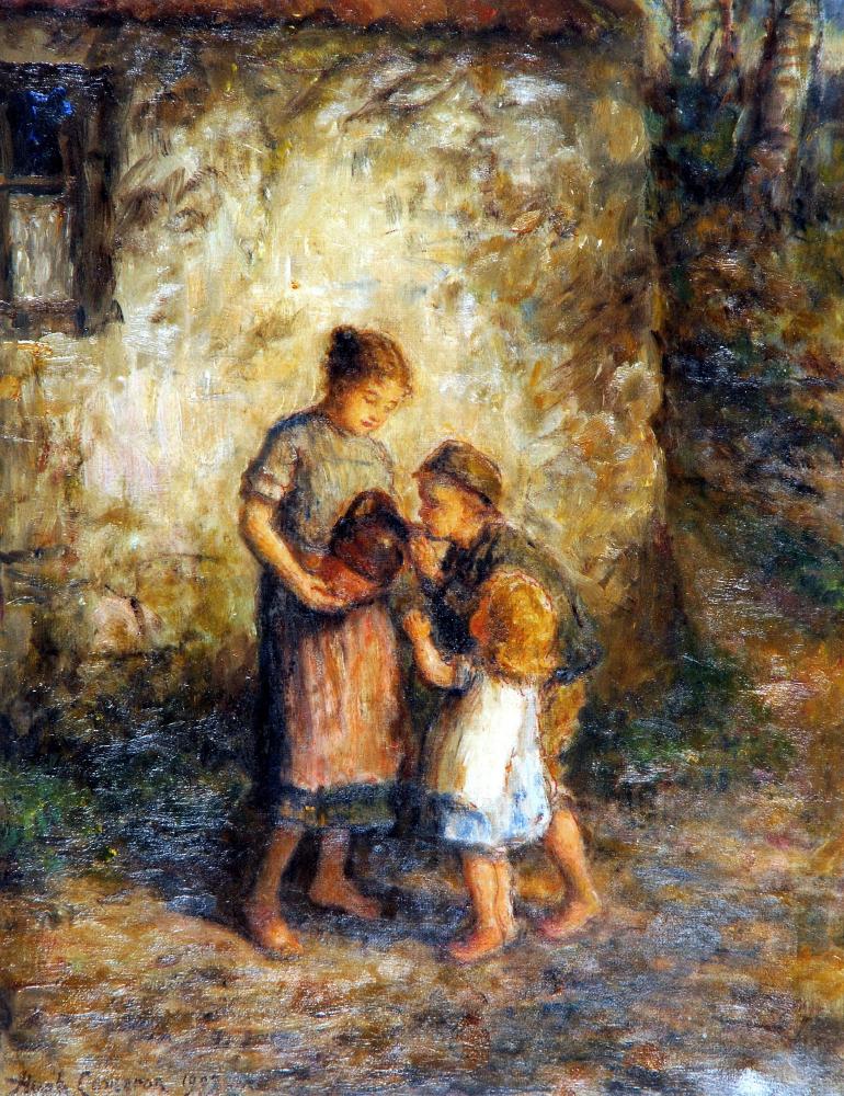 Appraisal: HUGH CAMERON - Children with a Water Jug oil on