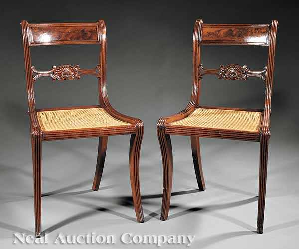 Appraisal: A Pair of American Classical Carved Mahogany Side Chairs c