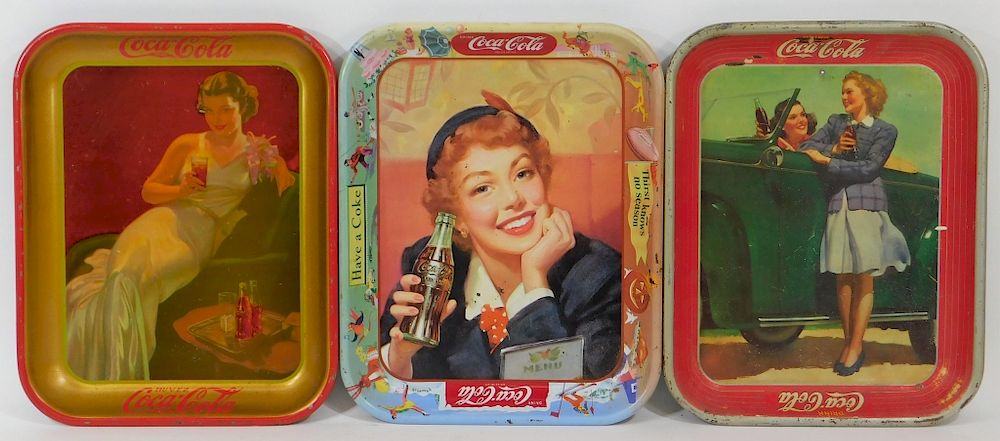 Appraisal: Vintage Coca-Cola Advertising Serving Trays United States Circa One with