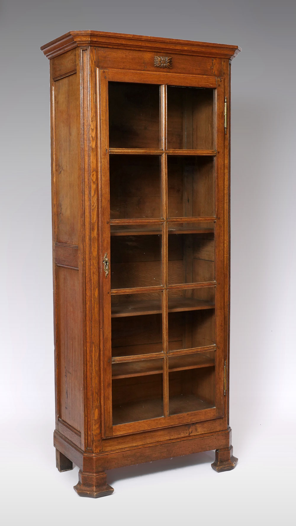 Appraisal: EARLY FRENCH BOOKCASE W GLASS PANEL DOOR - Paneled construction