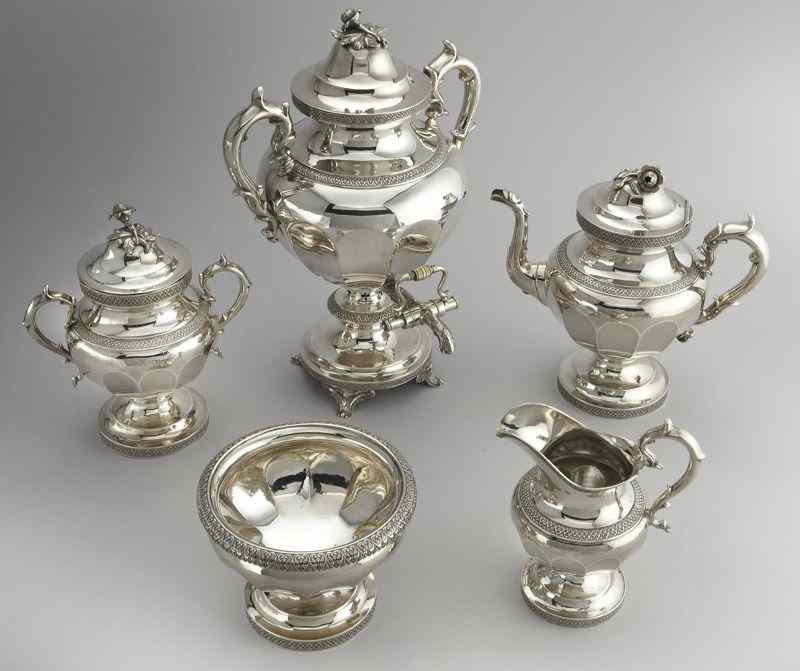 Appraisal: Pc American coin silver tea serviceby William R Eaton and