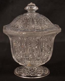 Appraisal: Lacy Pattern Flint Glass Covered Sugar Bowl Lacy Pattern Colorless