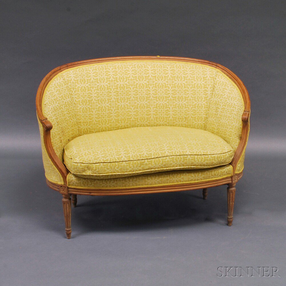 Appraisal: Louis XVI-style Fruitwood Upholstered Settee ht wd dp in Estimate