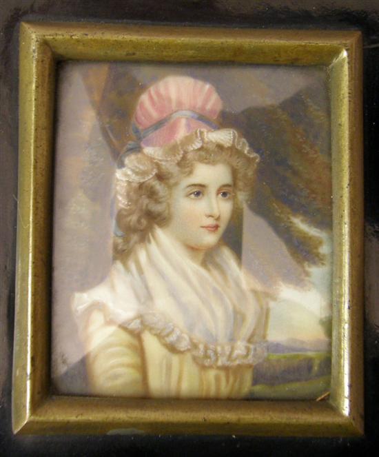 Appraisal: th century portrait miniature on ivory of a young women