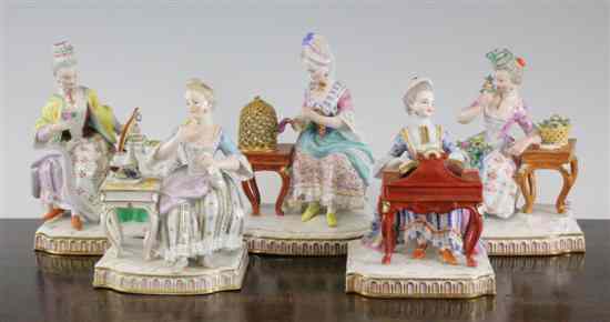 Appraisal: A Meissen composite set of 'The Senses' mid late th