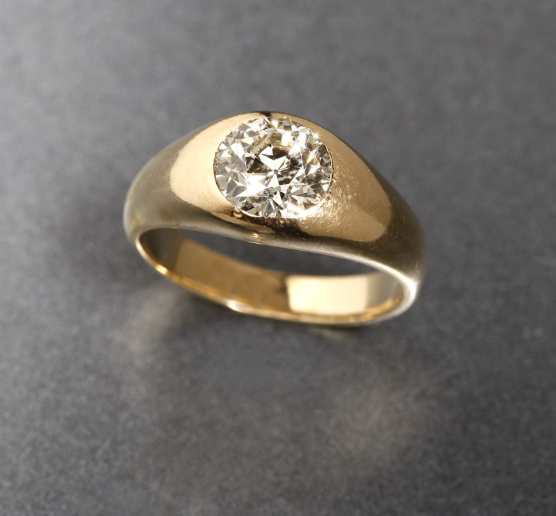 Appraisal: A K yellow gold and single stone diamond ring A