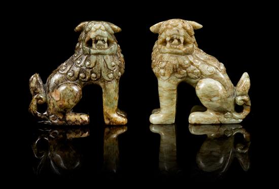 Appraisal: Sale Lot A Pair of Hardstone Figures of Lions each